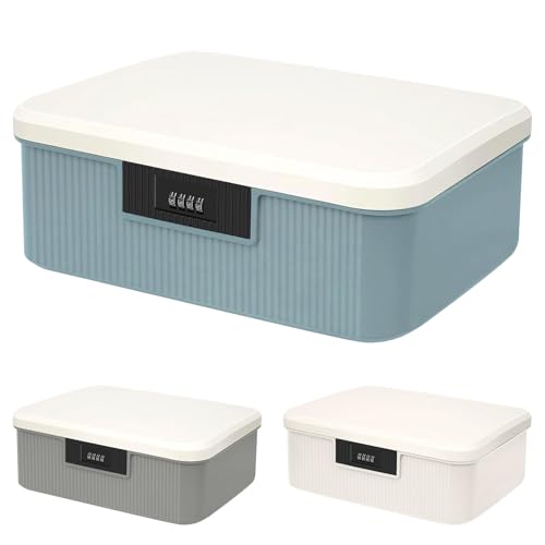 Bcuuozeeing 2 Schicht Medikamenten Aufbewahrung 26x22x12cm, Abschließbare Box, ABS Medikamentenbox mit Zahlenschloss, Medizinkoffer Klein Aufbewahrungsbox für Medikamente, Süßigkeiten, Wertsachen von Bcuuozeeing