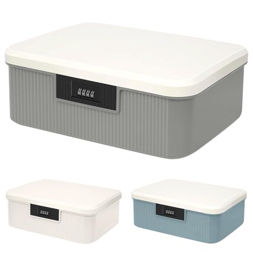 Bcuuozeeing 2 Schicht Medikamenten Aufbewahrung 26x22x12cm, Abschließbare Box, ABS Medikamentenbox mit Zahlenschloss, Medizinkoffer Klein Aufbewahrungsbox für Medikamente, Süßigkeiten, Wertsachen von Bcuuozeeing