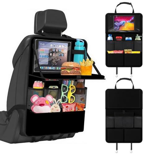 Bcuuozeeing Auto Organizer Autositz Organizer Große Rückenlehnenschutz Autositz Organizer Kinder mit Klapptisch Multifunktional Wasserdicht Rücksitz Organizer, Tablet Tasche und Viele Taschen von Bcuuozeeing