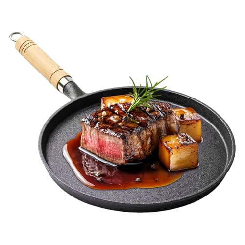 Bcuuozeeing Gusseisenpfanne, Bratpfanne mit Holzgriff, Gusseiserne Runde Bratpfanne, Kleine Steakpfanne Gusseisen Topf für Herd und Grill, für Gasgrill, Camping Outdoor Kochen, Ø 20 cm, Schwarz Bcuuozeeing Gusseisenpfanne, Bratpfanne mit Holzgriff, Gusseiserne Runde Bratpfanne, Kleine Steakpfanne Gusseisen Topf für Herd und Grill, für Gasgrill, Camping Outdoor Kochen, Ø 20 cm, Schwarz von Bcuuozeeing