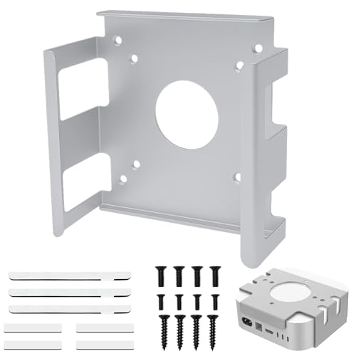 Bcuuozeeing VESA Halterung für Mac-mini M4/Pro, Aluminiummetall Halterung Unter Schreibtisch, Wandhalterung, Monitorhalterung mit Kratzfestes Wärmeableitung für Büro Zuhause, Siber von Bcuuozeeing