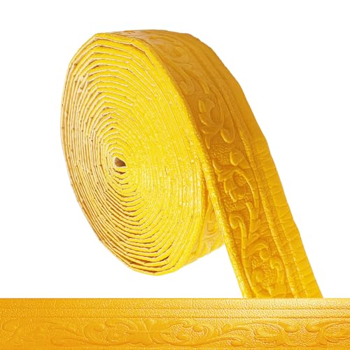 Bordüre Selbstklebend - 10m x 8cm x 5mm - 3D Stuckleisten Wand, Zierleisten Selbstklebend, Wasserdicht Wandbordüre, Leisten Selbstklebende, Roll Border Trims für Ecken Linien Decken Dekoration, Gold von Bcuuozeeing