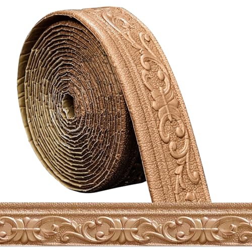 Bordüre Selbstklebend - 10m x 8cm x 5mm - 3D Stuckleisten Wand, Zierleisten Selbstklebend, Wasserdicht Wandbordüre, Leisten Selbstklebende, Roll Border Trims für Ecken Linien Decken Dekoration, Kupfer Bordüre Selbstklebend - 10m x 8cm x 5mm - 3D Stuckleisten Wand, Zierleisten Selbstklebend, Wasserdicht Wandbordüre, Leisten Selbstklebende, Roll Border Trims für Ecken Linien Decken Dekoration, Kupfer von Bcuuozeeing