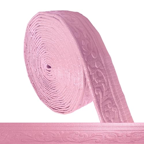 Bordüre Selbstklebend - 10m x 8cm x 5mm - 3D Stuckleisten Wand, Zierleisten Selbstklebend, Wasserdicht Wandbordüre, Leisten Selbstklebende, Roll Border Trims für Ecken Linien Decken Dekoration, Rosa Bordüre Selbstklebend - 10m x 8cm x 5mm - 3D Stuckleisten Wand, Zierleisten Selbstklebend, Wasserdicht Wandbordüre, Leisten Selbstklebende, Roll Border Trims für Ecken Linien Decken Dekoration, Rosa von Bcuuozeeing