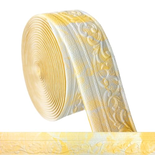 Bordüre Selbstklebend -10m x 8cm x 5mm- 3D Stuckleisten Wand, Zierleisten Selbstklebend,Wasserdicht Wandbordüre,Leisten Selbstklebende,Roll Border Trims für Ecken Linien Decken Dekoration,Gelblichweiß Bordüre Selbstklebend -10m x 8cm x 5mm- 3D Stuckleisten Wand, Zierleisten Selbstklebend,Wasserdicht Wandbordüre,Leisten Selbstklebende,Roll Border Trims für Ecken Linien Decken Dekoration,Gelblichweiß von Bcuuozeeing