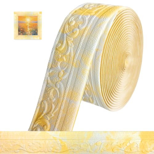 Bordüre Selbstklebend 3D Stuckleisten Wand, 10mx8cmx5mm, Zierleisten Selbstklebend, Wasserdicht Wandbordüre, Leisten Selbstklebende, Roll Border Trims für Ecken Linien Decken Dekoration, Gelblich Weiß Bordüre Selbstklebend 3D Stuckleisten Wand, 10mx8cmx5mm, Zierleisten Selbstklebend, Wasserdicht Wandbordüre, Leisten Selbstklebende, Roll Border Trims für Ecken Linien Decken Dekoration, Gelblich Weiß von Bcuuozeeing
