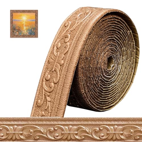 Bordüre Selbstklebend 3D Stuckleisten Wand - 10m x 8cm x 5mm - Zierleisten Selbstklebend, Wasserdicht Wandbordüre, Leisten Selbstklebende, Roll Border Trims für Ecken Linien Decken Dekoration, Kupfer Bordüre Selbstklebend 3D Stuckleisten Wand - 10m x 8cm x 5mm - Zierleisten Selbstklebend, Wasserdicht Wandbordüre, Leisten Selbstklebende, Roll Border Trims für Ecken Linien Decken Dekoration, Kupfer von Bcuuozeeing