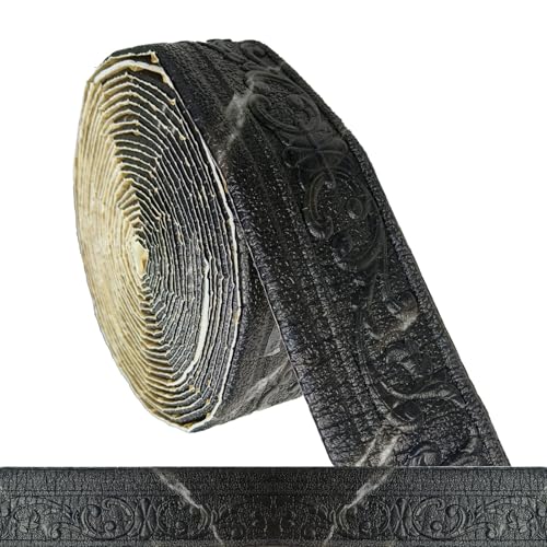 Bordüre Selbstklebend 3D Stuckleisten Wand - 10m x 8cm x 5mm - Zierleisten Selbstklebend, Wasserdicht Wandbordüre, Leisten Selbstklebende, Roll Border Trims für Ecken Linien Decken Dekoration, Schwarz von Bcuuozeeing