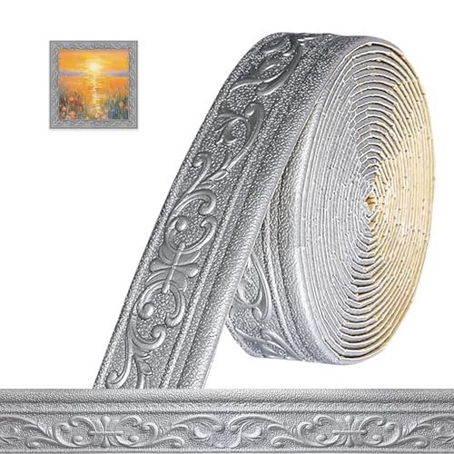 Bordüre Selbstklebend 3D Stuckleisten Wand - 10m x 8cm x 5mm - Zierleisten Selbstklebend, Wasserdicht Wandbordüre,Leisten Selbstklebende,Roll Border Trims für Ecken Linien Decken Dekoration,Silbergrau Bordüre Selbstklebend 3D Stuckleisten Wand - 10m x 8cm x 5mm - Zierleisten Selbstklebend, Wasserdicht Wandbordüre,Leisten Selbstklebende,Roll Border Trims für Ecken Linien Decken Dekoration,Silbergrau von Bcuuozeeing