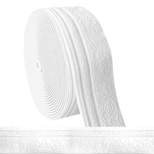 Bordüre Selbstklebend Weiß -10m x 10cm x 5mm- 3D Stuckleisten Wand, Zierleisten Selbstklebend, Wasserdicht Wandbordüre, Leisten Selbstklebende, Roll Border Trims für Ecken Linien Decken Dekoration Bordüre Selbstklebend Weiß -10m x 10cm x 5mm- 3D Stuckleisten Wand, Zierleisten Selbstklebend, Wasserdicht Wandbordüre, Leisten Selbstklebende, Roll Border Trims für Ecken Linien Decken Dekoration von Bcuuozeeing