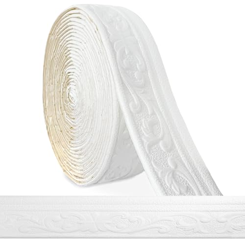 Bordüre Selbstklebend Weiß - 10m x 8cm x 5mm - 3D Stuckleisten Wand, Zierleisten Selbstklebend, Wasserdicht Wandbordüre, Leisten Selbstklebende, Roll Border Trims für Ecken Linien Decken Dekoration Bordüre Selbstklebend Weiß - 10m x 8cm x 5mm - 3D Stuckleisten Wand, Zierleisten Selbstklebend, Wasserdicht Wandbordüre, Leisten Selbstklebende, Roll Border Trims für Ecken Linien Decken Dekoration von Bcuuozeeing