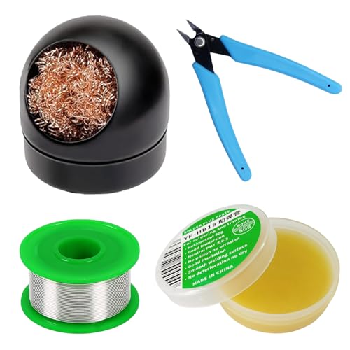 Lötflussmittelpaste, Lötkolbenspitzenreiniger, Bleifreier Lötdraht, Micro-Shear-Drahtschneiderzange, 4-teiliges Lötwerkzeugset, Lötflusspaste, Lötkolben Hilfszubehör DIY Kit Lötflussmittelpaste, Lötkolbenspitzenreiniger, Bleifreier Lötdraht, Micro-Shear-Drahtschneiderzange, 4-teiliges Lötwerkzeugset, Lötflusspaste, Lötkolben Hilfszubehör DIY Kit von Bcuuozeeing