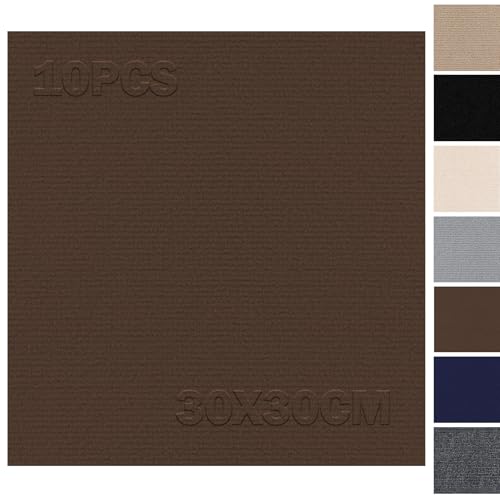 Teppichfliesen 30x30cm Selbstliegend - 10 Stück Set - 0.9m² - Teppichfliesen Selbstklebend, Teppichboden mit Rückseite, Teppich Fliesen zum Zuschneiden für Wohnung, Haus, Schlafzimmer, Dunkelbraun von Bcuuozeeing