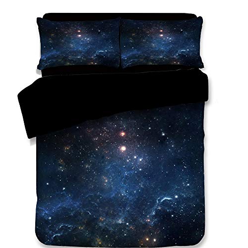 Bcvvsovs® 3D Bettwäsche Heimtextilien Schöne Universum Sternenhimmel Milchstraße Drucken Baumwoll Bettbezug Set Bettwäsche Set für Jugendliche Kinder Erwachsene (1 Bettbezug 2 Kissenbezüge) 135 x 200 von Bcvvsovs
