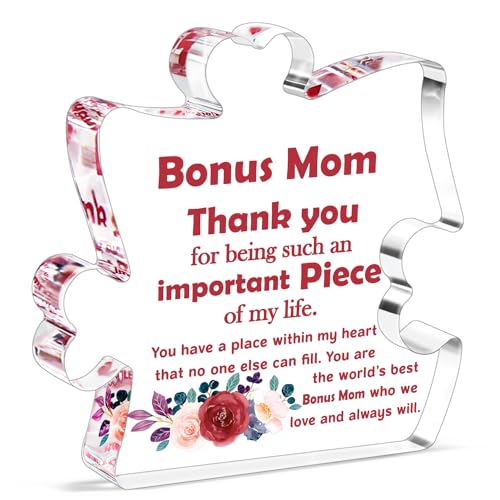 Gifts for Bonus Mom, Birthday Gifts for Step Mom from Step Daughter Son, Mother's Day Christmas Thanksgiving Present for Mom Stepmom Gift Idea, Thank You Bonus Mom Acrylic Decoration Schild/Plaque von BdayPtion