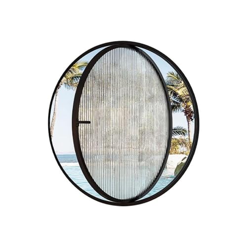 Bündig Montiertes Bullaugenfenster Aus Aluminiumlegierung – Um 360° Drehbares Fenster Aus Gehärtetem Glas Mit Griff For Die Badezimmerlüftung(Schwarz,80CM) von Bderkz