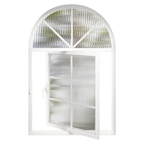 Gewölbtes Hausfenster – 360° Drehbares, Flächenbündiges Fenster Mit Griffen | Metallflügel-Schiebeersatz For Bad Und Küche(White-B) von Bderkz