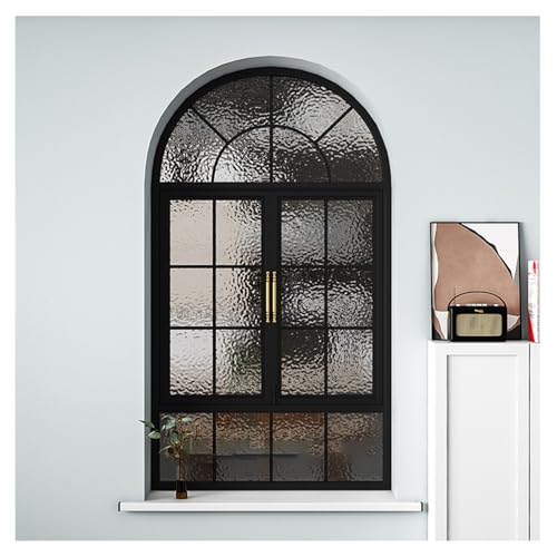 Vintage Gewölbte Französische Flügelfenster, Anpassbare Gewölbte Französische Fenster, Angebot For Esszimmer Und Küchen(Schwarz,120 * 80cm) von Bderkz
