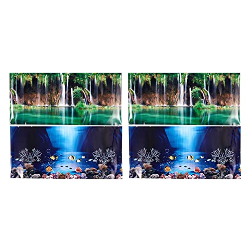 Bdfhjln 2X Aquarium Hintergrund Ozean Landschaft Wand Aufkleber als Fisch Tank Hintergrund Dekor - Blau von Bdfhjln