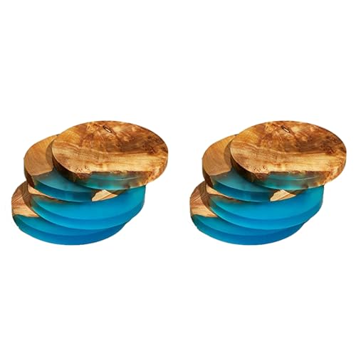 Bdfhjln 8 Stück Holz-Untersetzer mit Epoxidharz, Bar-Untersetzer für Getränke, moderne Untersetzer für Bar, Küche, Zuhause, Wohnung von Bdfhjln
