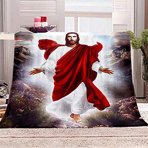 Bdhnmx Decken 3D-Druck Mein Vertrauen in Jesus Muster Doppel Single Throw Decken Soft Warm Bed Throws Sofa für Männer Frauen Kinder Baby-XL-180x220cm von Bdhnmx