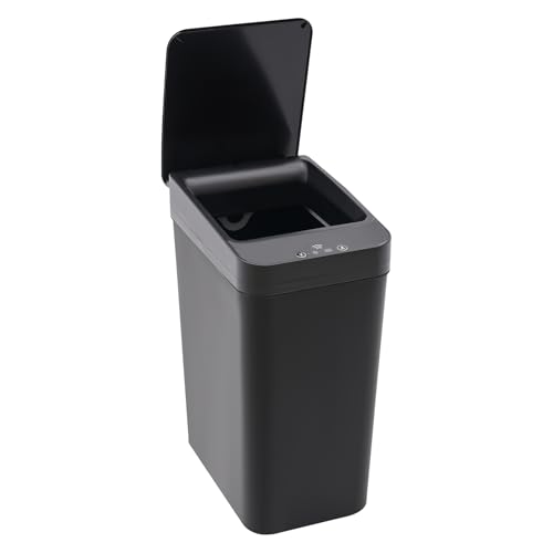 Bdneygtyr Automatischer Sensor Mülleimer 9L, Infrarot Abfalleimer mit Berührungsloser Öffnung, Geruchsdichter Mülleimer mit Deckel für Küche & Bad, Schwarz von Bdneygtyr