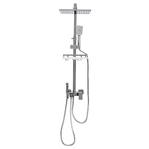 Duschsystem 29×19 cm, Regendusche mit Armatur & Digital Display, 4 Ausgänge, Höhenverstellbar Ein-Tast-Bedienung Duschset 70-115 cm, Duscharmatur Komplettset, Chrom Duschsystem 29×19 cm, Regendusche mit Armatur & Digital Display, 4 Ausgänge, Höhenverstellbar Ein-Tast-Bedienung Duschset 70-115 cm, Duscharmatur Komplettset, Chrom von Bdneygtyr