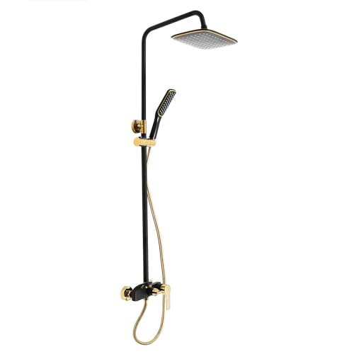 Duschsystem Schwarz-Gold 3-Wege,Regendusche mit Armatur, Höhenverstellbar 85-125 cm, 27×19 cm Kopfbrause, Duscharmatur Komplettset, Rostfrei & Langlebig Duschsystem Schwarz-Gold 3-Wege,Regendusche mit Armatur, Höhenverstellbar 85-125 cm, 27×19 cm Kopfbrause, Duscharmatur Komplettset, Rostfrei & Langlebig von Bdneygtyr