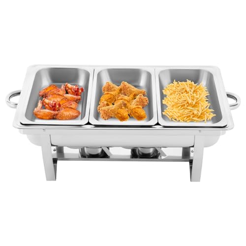 Edelstahl Chafing Dish Set, 3X 2.5L Warmhaltebehälter für Buffet mit Brennhalter, Professioneller Speisenwärmer für Catering, Events & Gastronomie, Spülmaschinenfest Edelstahl Chafing Dish Set, 3X 2.5L Warmhaltebehälter für Buffet mit Brennhalter, Professioneller Speisenwärmer für Catering, Events & Gastronomie, Spülmaschinenfest von Bdneygtyr