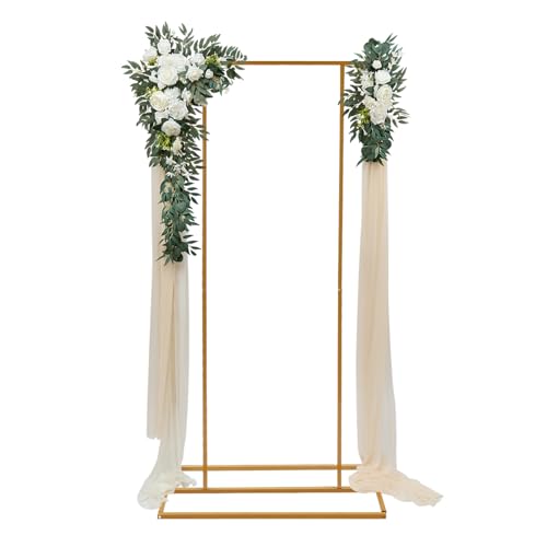 Hochzeitsbogen Gestell Gold 2m Metall, Fotohintergrund Ständer mit 8kg Tragkraft Hintergrund Ständer für Ballonbogen & Blumenbogen - Wiederverwendbar für Hochzeit, Party, Fotoshooting von Bdneygtyr