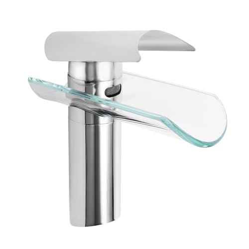 Wasserhahn Bad, Glas wasserfall Waschtischarmatur, Chrom Einhebel Mischbatterie, 3/8 Zoll Waschbecken Universal von Bdneygtyr