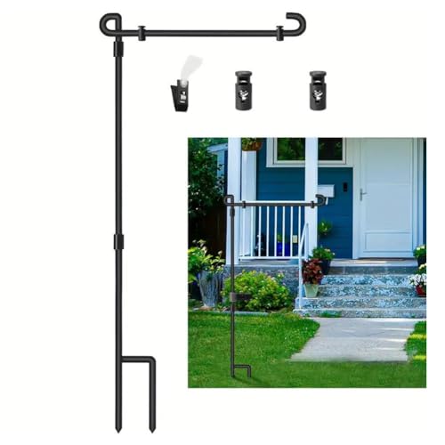 Bduttlefish Gartenflaggenständer, 87,6 x 41,9 cm, wetterfester Metall-Fahnenmast mit Clip, Hofflaggenmasthalter, für Weihnachten, Gartenflagge, Outdoor-Garten, Rasen-Dekoration von Bduttlefish