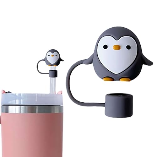 Pinguin-Strohabdeckungskappe für Stanley-Becher, niedliche Tier-Stroh-Abdeckkappe für Stanley-Becher, 10 mm wiederverwendbare Strohhalm-Deckel, tragbare Schutzstöpsel, Dekoration, für von Bduttlefish