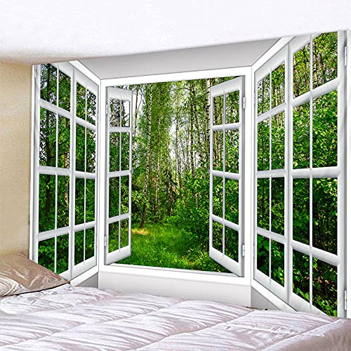 3D Meer Fenster Wandteppich Personalisierte Landschaftsdruck Wandteppich Kunst Heimtextilien Yoga Sofa Kissen Wandteppich Strandtuch Wanddecke Vorhang,150X150Cm von Bdwtsvoksrk