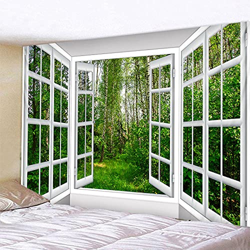3D Meer Fenster Wandteppich Personalisierte Landschaftsdruck Wandteppich Kunst Heimtextilien Yoga Sofa Kissen Wandteppich Strandtuch Wanddecke Vorhang,230X180Cm von Bdwtsvoksrk