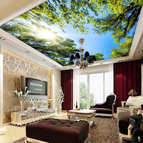 Wandbild Tapete Modern 3D Stereo Sunshine Green Tree Foto Decke Wandbild Tapete Wohnzimmer Esszimmer Natur Tapete 3D von Bdwtsvoksrk