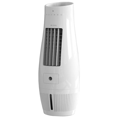 BE COOL 6in1 Design-Luftkühler mit Wasserkühlung - Verdunstungskühler, Ventilator, Luftbefeuchter, Luftwäscher, Mückenabwehr, Blumentopf – 50 Watt, Luftumwälzung: 480m³/h, 7L Tank, Fernbedienung, weiß von Be Cool