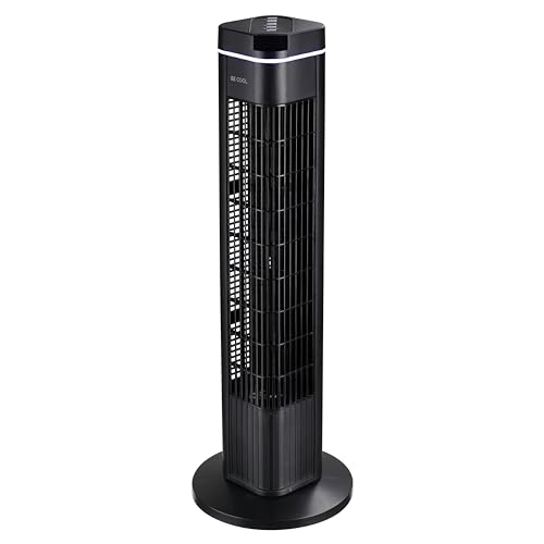 BE COOL Turmventilator 73 cm mit Fernbedienung | 3 Geschwindigkeitsstufen | 3 Windmodi | Timer bis 8 Std. | Oszillation 70° | LED-Bedienfeld | Schwarz von Be Cool