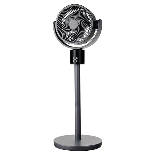 Be Cool Digitaler Stand- und Tischventilator 26cm – DC Inverter Motor, 50 Watt, 12 Stufen, 3 Windmodi, 3D-Osszilation, Höhe einstellbar: 66/95 cm, 15 Std. Timer, LED-Anzeige, Fernbedienung, grau von Be Cool