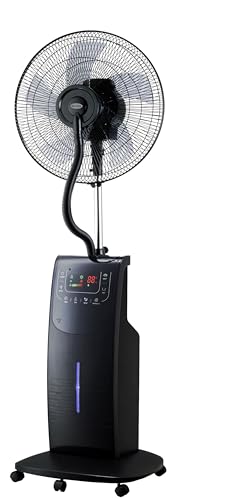 Be Cool Sprühnebel-Standventilator 40cm BC40SNST2202F – Sprühnebel + Mückenabwehr, Ø 40 cm, 90 Watt, 3,1 l Tank, Fernbedienung, schwarz von Be Cool