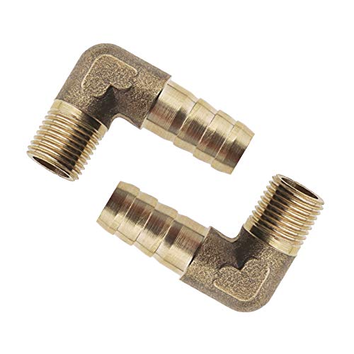 Be In Your Mind 2Pcs 3/8 Zoll / 10mm Barb Messing Schlauchanschluss 90 Grad Winkel Kraftstoffschlauchverbinder Rohrverbinder Adapter Außengewinde BSP 1/4 Zoll für Luft Wasser Heizöl von Be In Your Mind