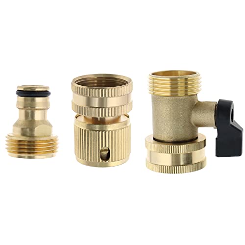 Be In Your Mind 3 Stück Gartenschlauch Schnellverbinder 3/4 Zoll Messing Absperrventil Innengewinde und Außengewinde Wasserhahn Anschluss Messing Adapter Gartenschlauch Armatur von Be In Your Mind