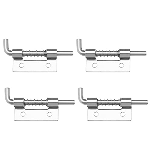 Be In Your Mind 4 Stück 51 mm federbelasteter Riegel 304 Edelstahl Federstift Loaded Locking Latch Spring Loaded Gate Latch Pin for Containers Cabinets Doors Silver von Be In Your Mind