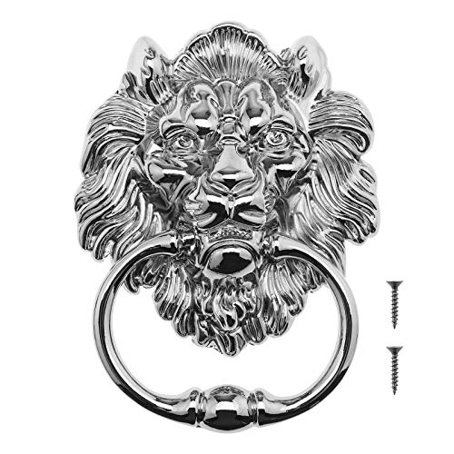 Be In Your Mind 15,8 cm Löwenkopf-Klopfer mit Schrauben, dekorativer Metall-Klopfer, poliertes Chrom, klassisches antikes Design, für Haustüren und Hauptveranden von Be In Your Mind