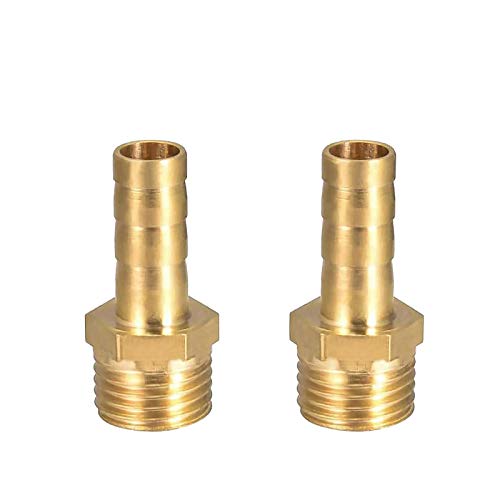 Be In Your Mind Messing Schlauchanschluss Stecker Adapter2 Stk. 8mm Widerhaken Schlauchanschluss Kupplungsverbinder mit 1/4 Zoll BSP Außengewinde Rohrnippelanschluss für Luft Wasser Heizöl Gas von Be In Your Mind