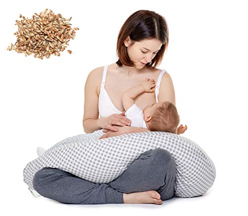 Bio Dinkelspelz - Bio QUALITÄT - Seitenschläferkissen/Stillkissen/Lagerungskissen 190 cm lang von be Mama! Naturprodukt inkl. Bezug (abnehmbar) - grau, Elefanten von Be Mama - Maternity & Baby wear