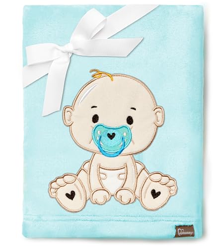 Be Mammy Warme Kuscheldecke Babydecke Blanket Baby Geschenk BE20-168 (Puderblau - Junge) von Be Mammy