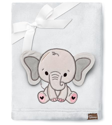 Be Mammy Warme Kuscheldecke Babydecke Blanket Baby Geschenk BE20-168 (Hellgrau - Elefant) von Be Mammy