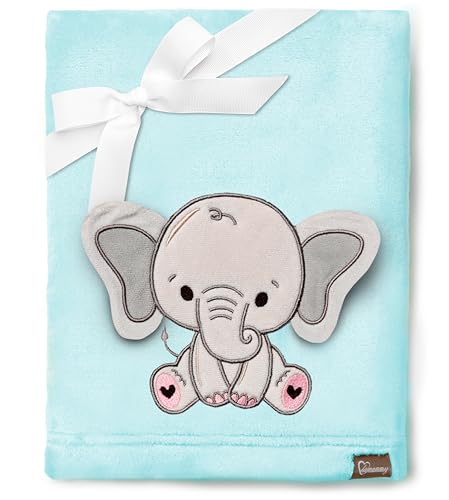 Be Mammy Warme Kuscheldecke Babydecke Blanket Baby Geschenk BE20-168 (Puderblau - Elefant) von Be Mammy