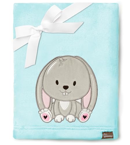 Be Mammy Warme Kuscheldecke Babydecke Blanket Baby Geschenk BE20-168 (Puderblau - Kaninchen) von Be Mammy